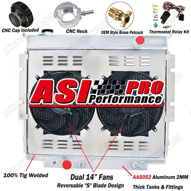 4ROW Aluminum Radiator+Shroud Fan Fit 1983-96 FORD F-250 F350 F59 7.3L V8 Diesel