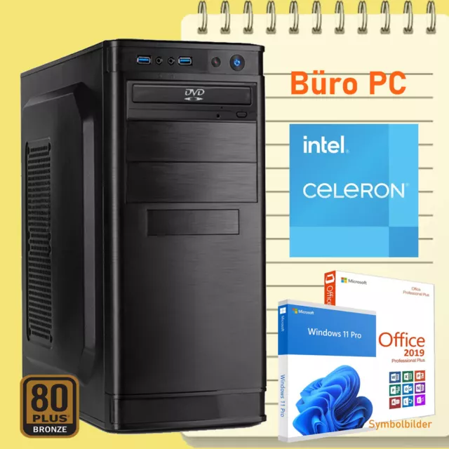 Büro PC Intel Celeron G6900 64GB RAM 250GB SSD 3TB HDD Win.11 Office