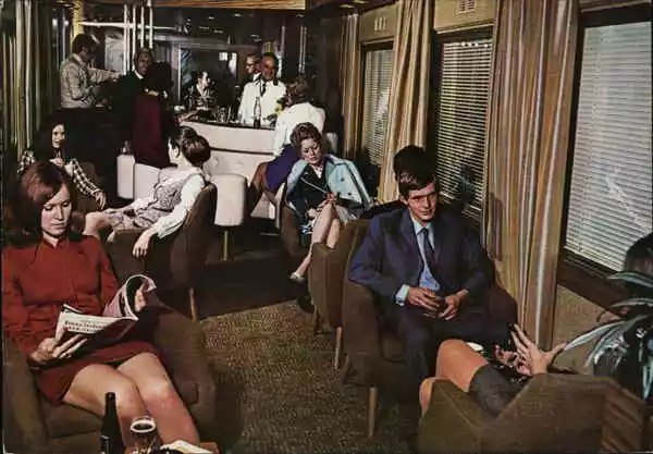 Railroad South Africa Railways Blue Train-Lounge Car Postcard Vintage Post Card