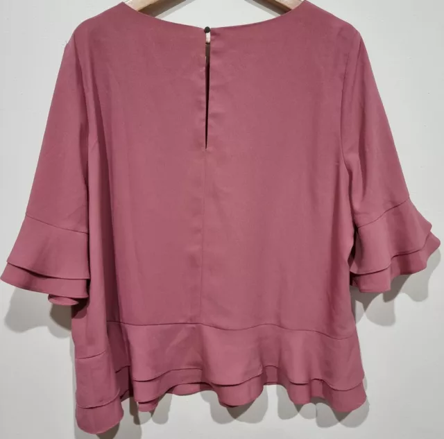 Forever New Boxy Oversized Ruffle Top Blouse Dusty Pink Women's XL 2