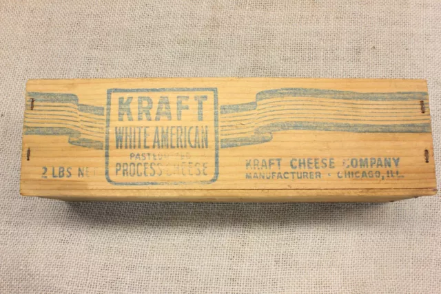 Old Wood Kraft White American Cheese Box 9 1/8" Country Decoration Vintage 2 Lbs