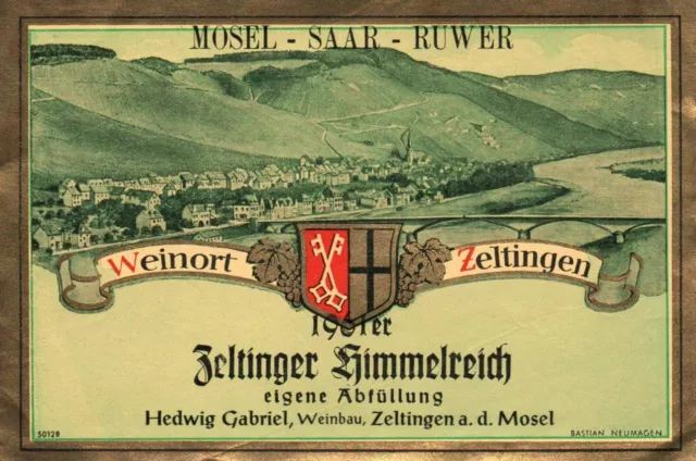 Rare 1961er 1960s Zeltinger Himmelreich Mosel Saar Ruwer German Wine Label