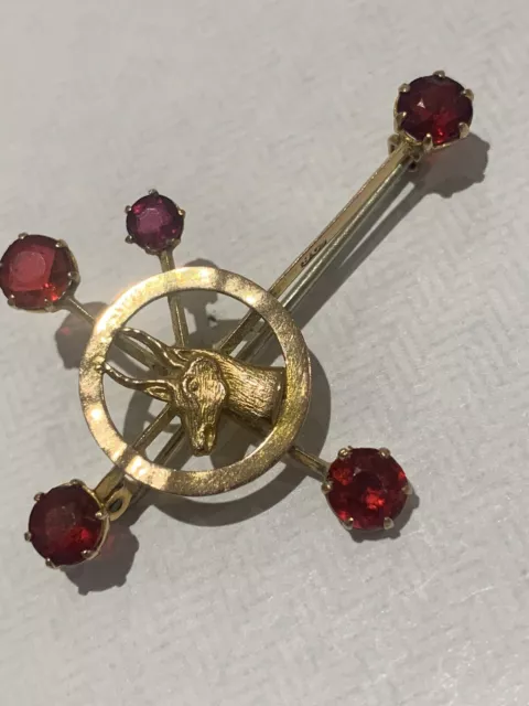 Antique Australian 9ct Rose Southern Cross Brooch Set Garnets & Deer Circa 1900