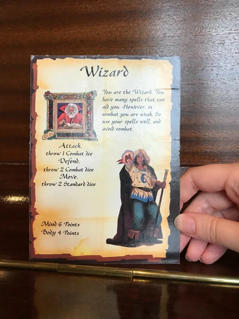 HEROQUEST CHARACTER CARD Wizard, Vintage Board Game Character Wizard ...
