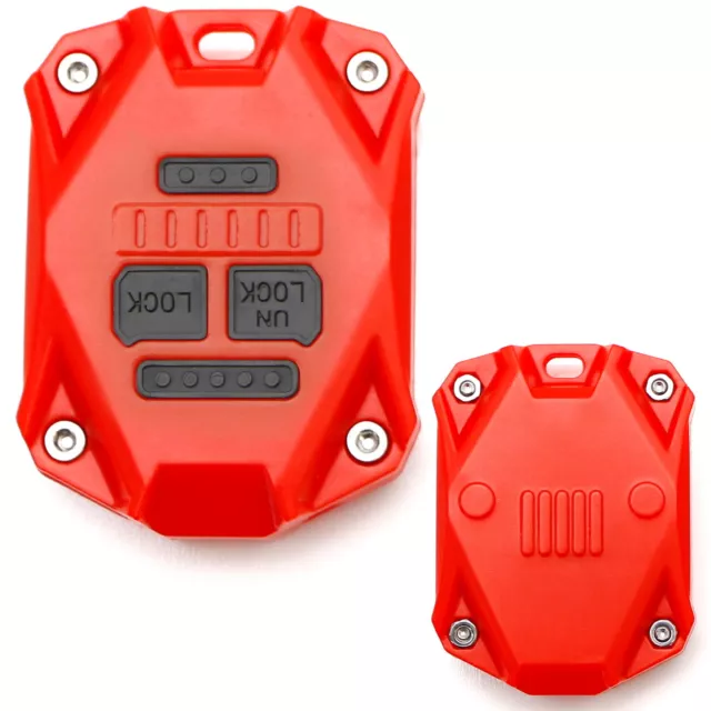 Red Plastic Key Remote Fob Enclosure Shell w/Black Keypads For Jeep Wrangler JK