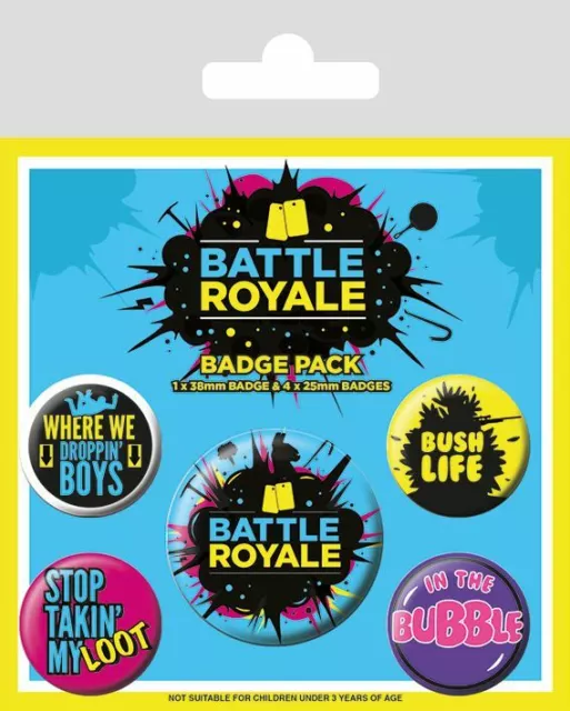 GAMER Battle Royale Insignia Paquete de 5 Insignias Respaldadas con Pin de Seguridad