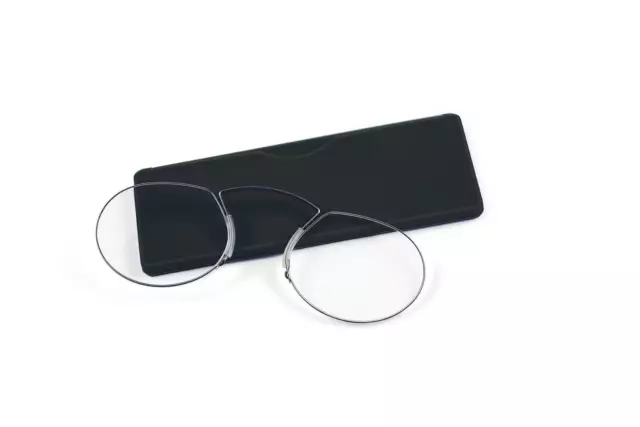 Metall - ZWICKER / KNEIFER als Not Lesebrille / SOS Lesehilfe mit Etui / NEU