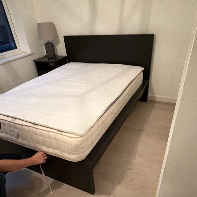 BLACK DOUBLE WOOD Bed Frame with Headboard, and Mattress £21.50 ...