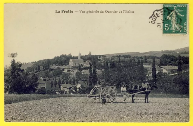cpa 38 - LA FRETTE (Isère) General view of the animated village CHIEN PEASANT COUPLING