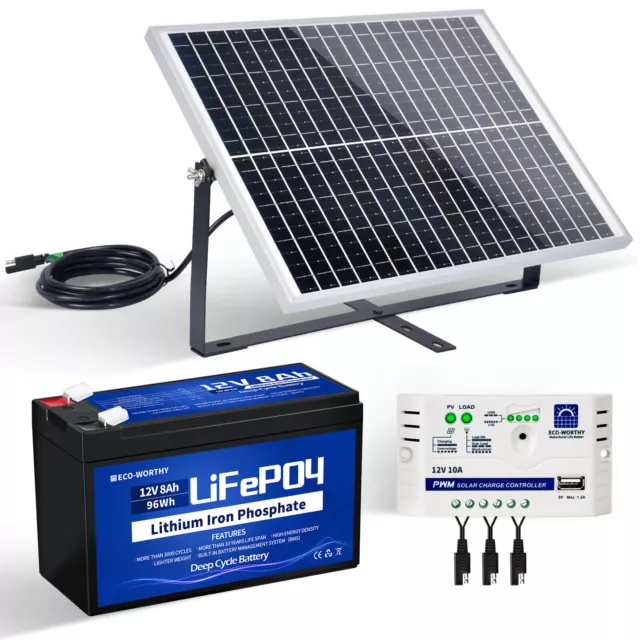 20W 25Watt 12V Solar Panel Kit with Bracket 8Ah Lithium Battery Charger Off-Grid