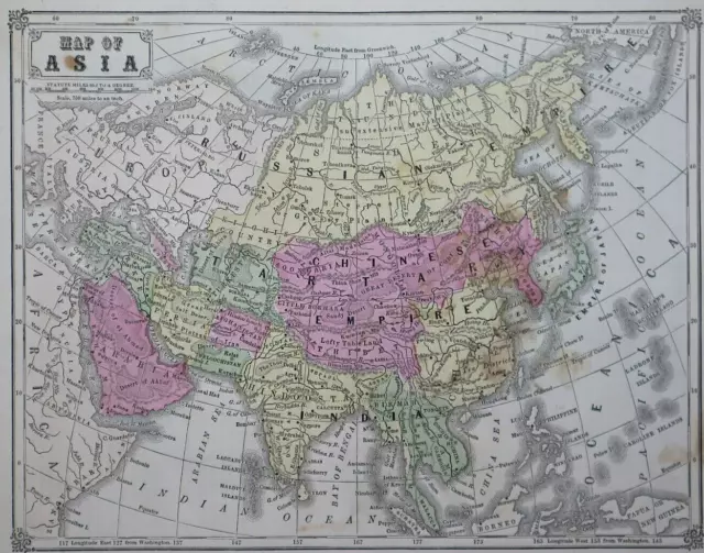 Old 1860 Cowperthwait Map ~ ASIA~ Free S&H ~Inv#344