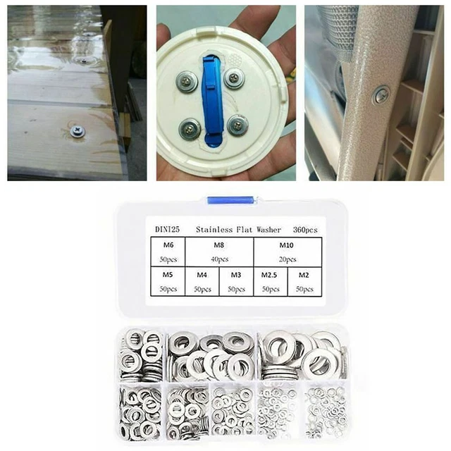 Set completo lavatrice in acciaio inox per manutenzione macchinari (360 pz)