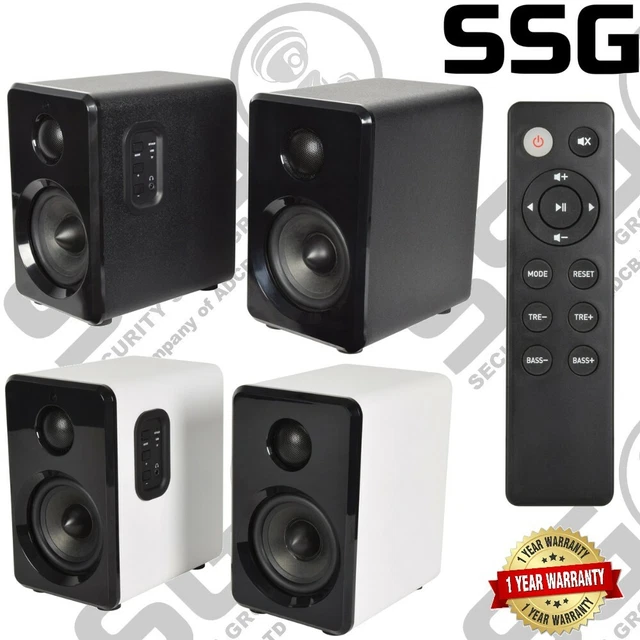 ACTIVE BLUETOOTH BOOKSHELF Studio Speakers For TV/MAC/PC/Laptop Black