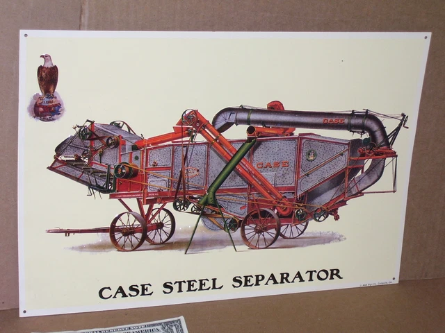 CASE STEEL SEPARATOR -with Eagle World Logo -BIG EMBOSSED TIN SIGN Shows Details