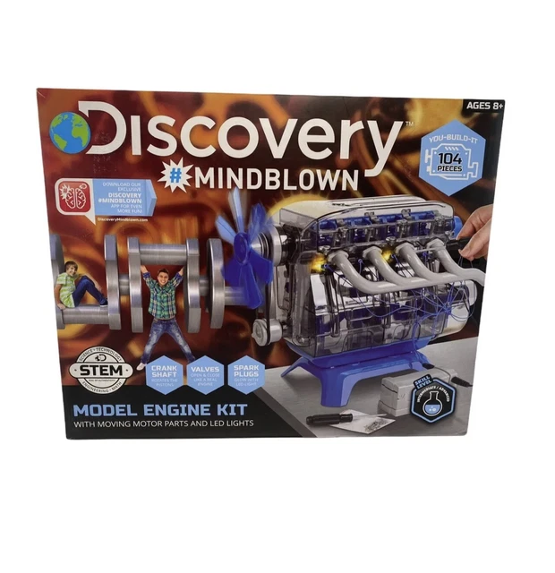 DISCOVERY MINDBLOWN MODEL Engine Build Kit STEM Moving Parts, LED