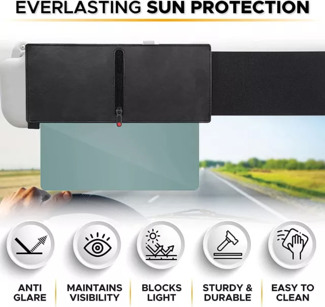 Car Sunshade Extension Extender Sun Visor Window UV Blocker Rays Protection 2