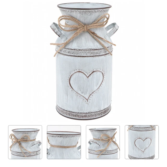 Happyyami Vaso Metallico Vintage Per Fiori Contenitore Decorativo Ferro Per Piante Secche Stile Rustico Per Casa e Ufficio