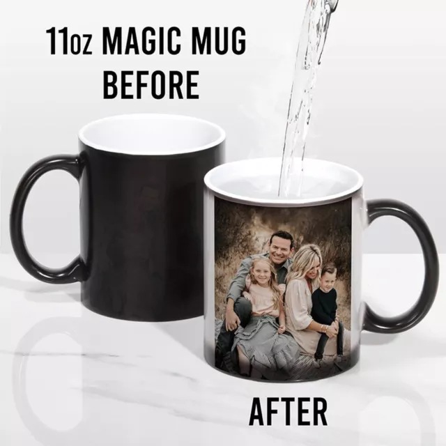 Personalised Heat Color Change Magic Mug Glossy Logo Photo Collage Gift Birthday