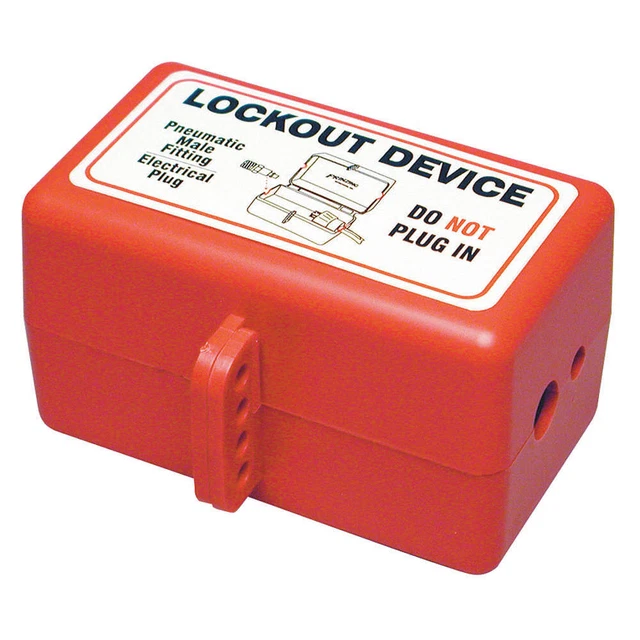 BRADY PLO27E Plug Lockout,Red,5/16In Shackle Dia.