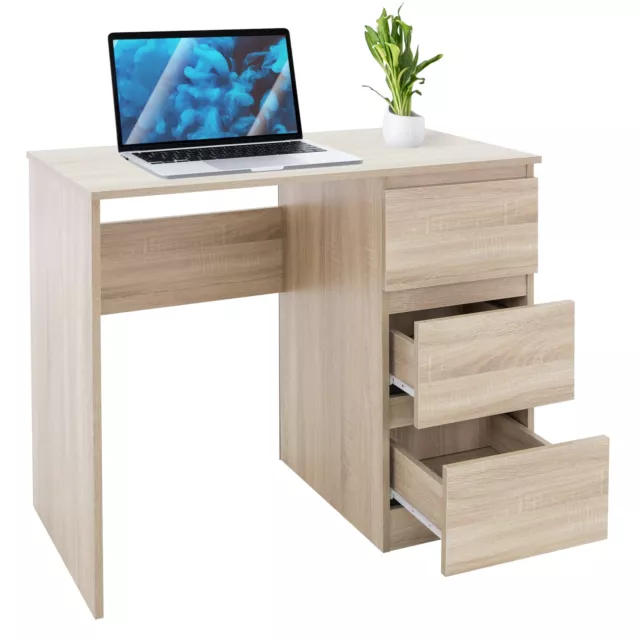 Bureau informatique avec 3 tiroirs MDF chêne Sonoma table d'ordinateur moderne