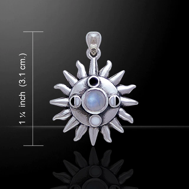 RedSun Collier Celtique En Argent Sterling 925 - Collier Soleil Et Lune - Pendentif Croissant De Lune