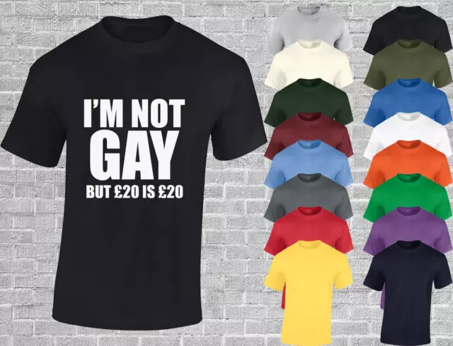 T-Shirt Divertente Da Uomo Im Not Gay But £20 Scherzo Rude Novità Regalo Papà Fratello Top