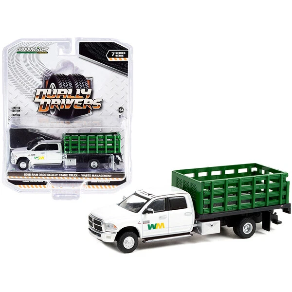 2018 RAM 3500 Dually Stake Truck "Waste Management" White and Green "Dually D...