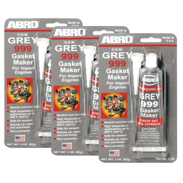 3 X ABRO RTV Silicone Gasket Maker Grey 999 85g High Temp Sensor Safe ...