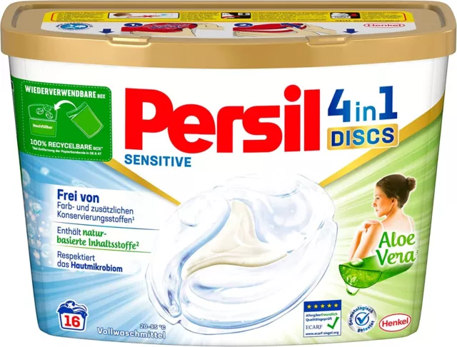 Persil Sensitive 4in1 DISCS Vollwaschmittel, für Allergiker & Babys, 1x 16 WL