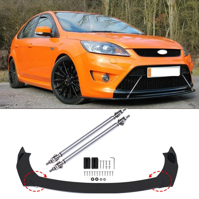 For Ford Focus RS ST Car Front Bumper Lip Splitter Spoiler Chin Kit + Strut Rods