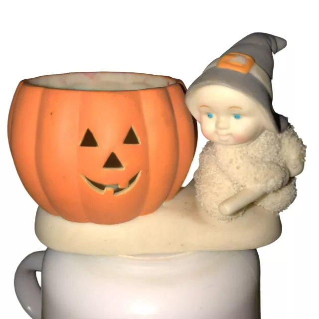 Dept 56 Halloween Snow Baby Witch Candle Holder Jack O Lantern Tea Light