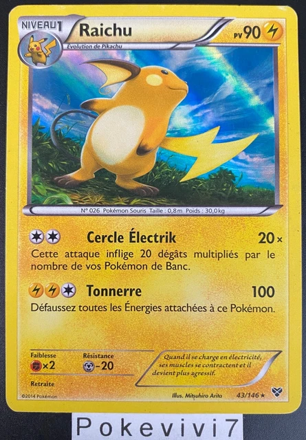 Pokemon Card RAICHU 43/146 Holo XY Basic FR USED