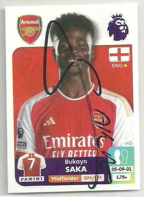 BUKAYO SAKA - ARSENAL - Signed 2024 Panini PL Sticker [Unused] £2.99 ...