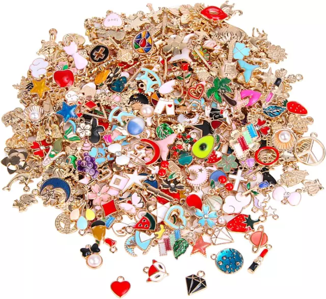 350Pcs Wholesale Bulk Lots Jewelry Making Charms Assorted Gold Plated Enamel Pen