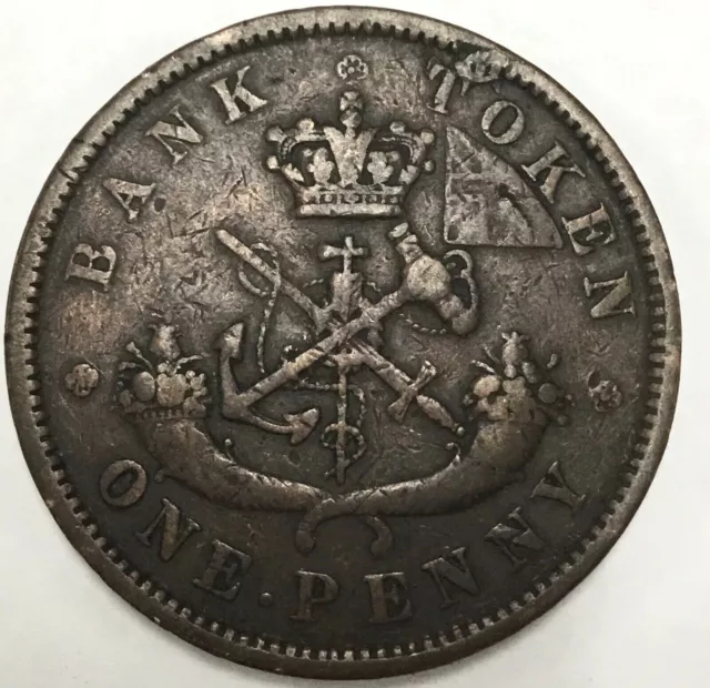 1850 Bank Of Upper Canada One Penny Bank Token