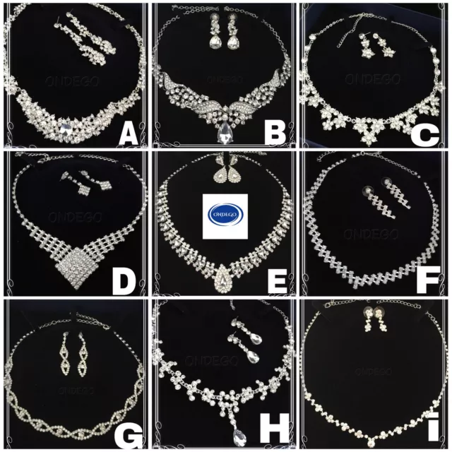 COLLIER Brautschmuck Schmuckset Kette Halskette Hochzeit Braut Strass Schmuck