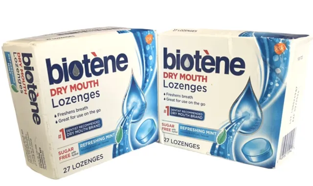 2 pastillas refrescantes para boca seca Biotene como nuevas caducan 09/2024