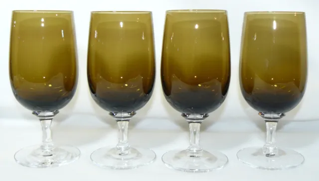 Four Morgantown Nutmeg / Crystal Trinidad Wine Goblets