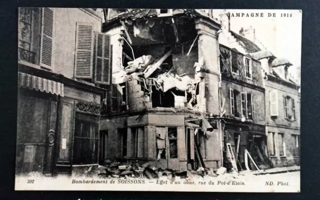 Soissons Rue Du Pot Détain Ww1 The Great War 14/18 Cpa France 1635
