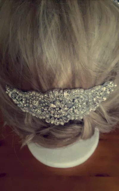 silver rhinestone bridal headpiece / fascinator 3