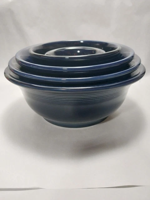 5 Pc Fiesta Cobalt Blue Baking Mixing Nesting Bowls Set HLC Fiestaware Pottery