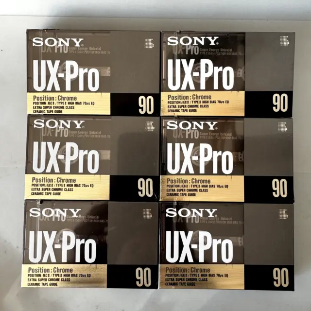 6x SONY UX-PRO 90 nastro audio bianco cromato tipo II 1990 UX-Pro90c - NUOVO