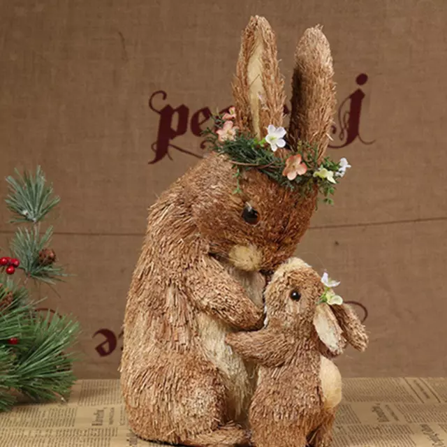 Strohhase Osterhase Skulptur Tierkunst Tischplatte Urlaub