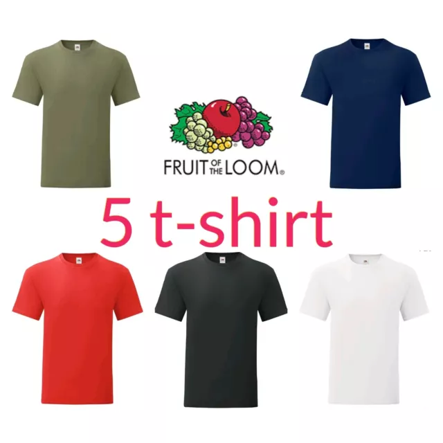 PACK 5 T SHIRT Uomo Fruit Of The Loom Magliette Colorate Manica Corta Cotone EUR 23 90 PicClick IT