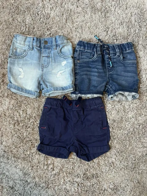 Baby boys denim blue shorts 12-18 months 3 pairs bundle next m&s bluezoo