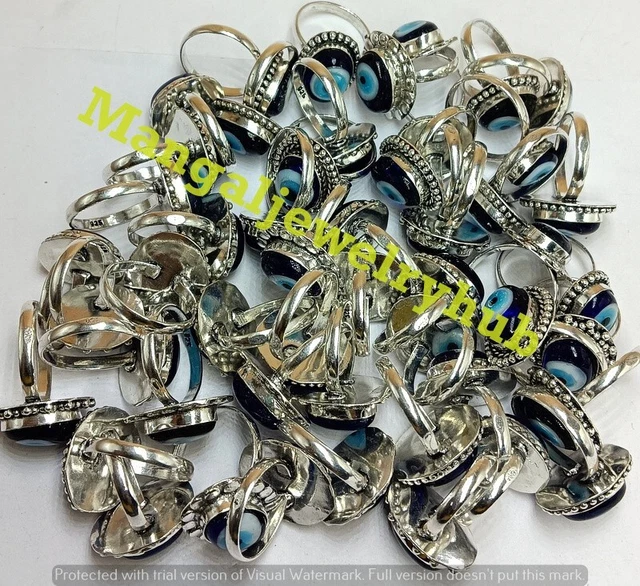 Lot De Bijoux Plaqué Argent 925 Avec Pierres Précieuses - Bagues Taille 6-9 - Fait Main En Inde