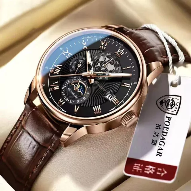 Men Watch Leather Waterproof Luminous Casual Watch Luxury Men Quartz Wristwatch