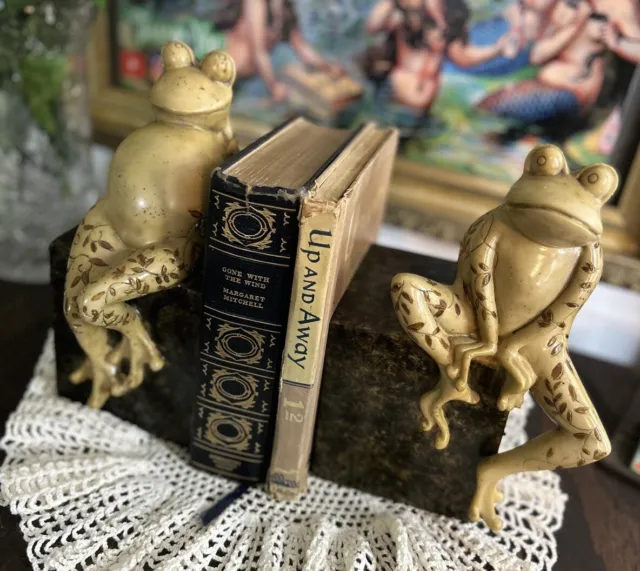Frog Toad Bookends Signed Austin Fairycore Decor