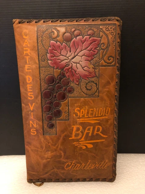 menu carte des vins cuir Spendid bar Charleroi Art nouveau Champagne Massé