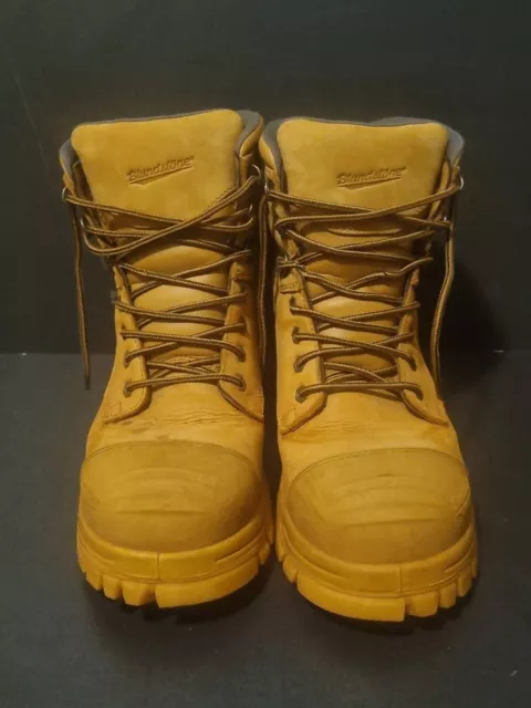 Blundstone 992 Wheat Nubuck Leather Steel Cap Safety Boots VGC Size 11